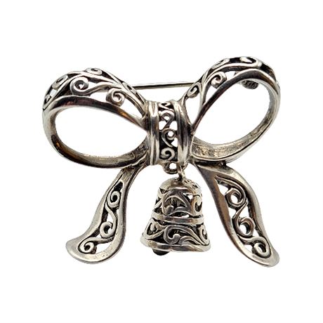 Jezlaine Sterling Silver Bell Bow Brooch