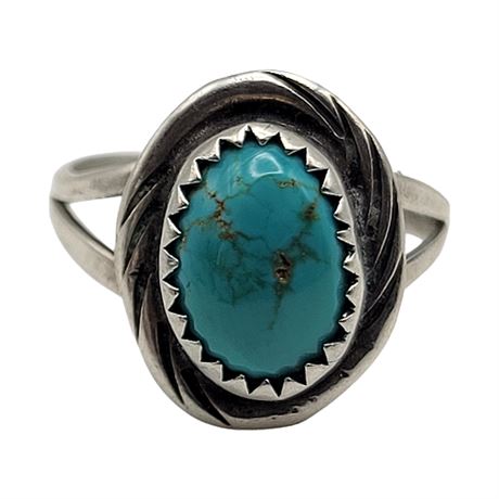 Native/Southwestern Silver Turquoise Ring