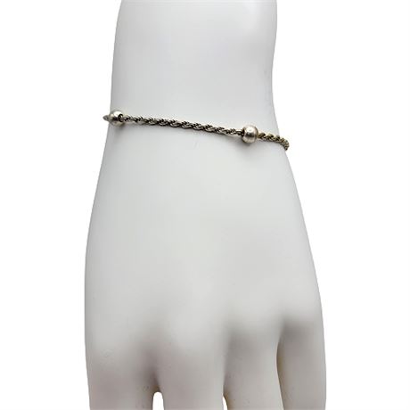 Arezzo Italy Sterling Silver Satellite Rope Chain Bracelet
