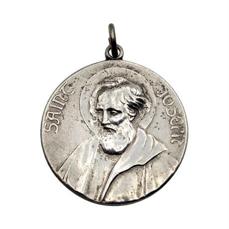 Vintage Sterling Silver Saint Joseph Medal