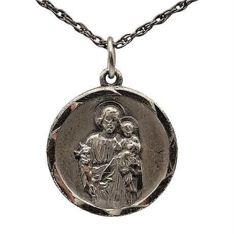 Vintage Sterling Silver Saint Joseph Medal