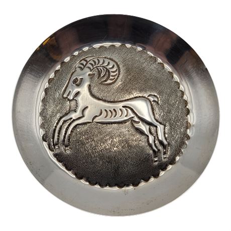Vintage 830 Silver Aries/Ram/Goat Plate