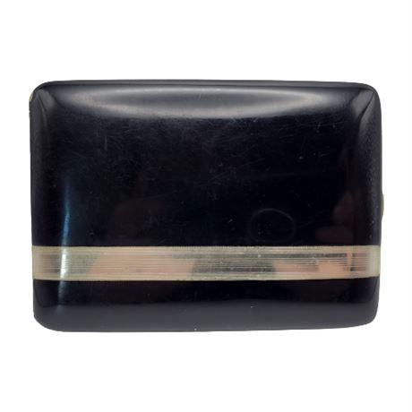 Antique Art Deco F.Co. Black Lacquer Silver Cigarette Case
