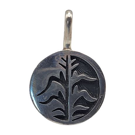 Signed Hopi Jason Takala Sterling Silver Cornstalk Pendant