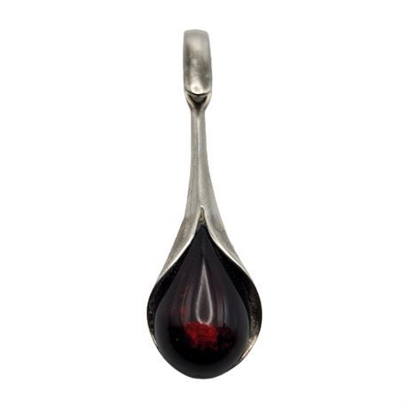 Sterling Silver Red Amber Calla Lily Pendant