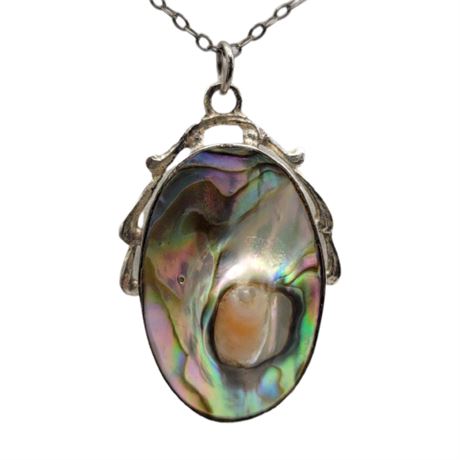 Sterling Silver Blister Pearl Necklace