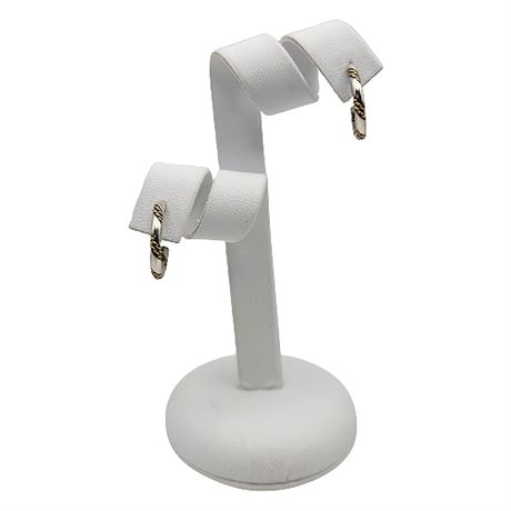 Sterling Silver Two-Tone Open Hoop Post Earrings