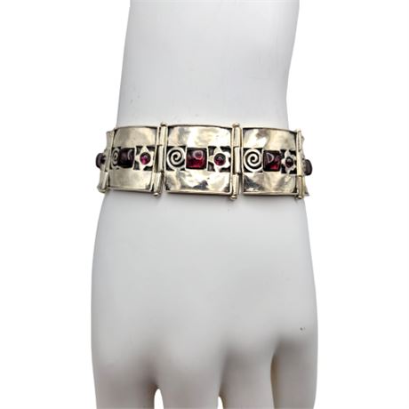 Signed Sterling Silver Hinged Bracelet
