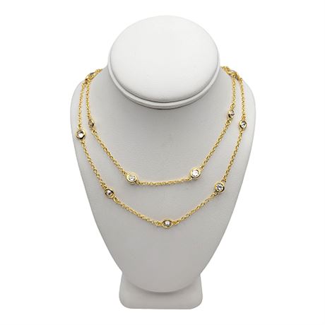 Nolan Miller 36" Gold Tone Rhinestone Satellite Necklace