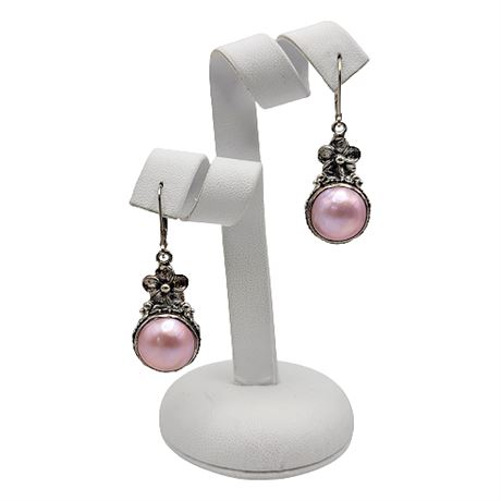 Sterling Silver Pink Freshwater Pearl Earrings