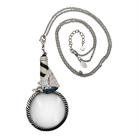 Kirks Folly Rhinestone Lighthouse Sail Boat Magnifying Glass Necklace