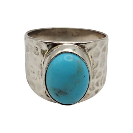 Shube Hammered Sterling Silver Turquoise Ring