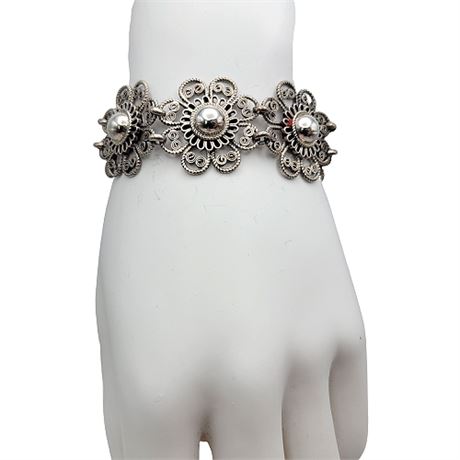 Sterling Silver Flower Bracelet