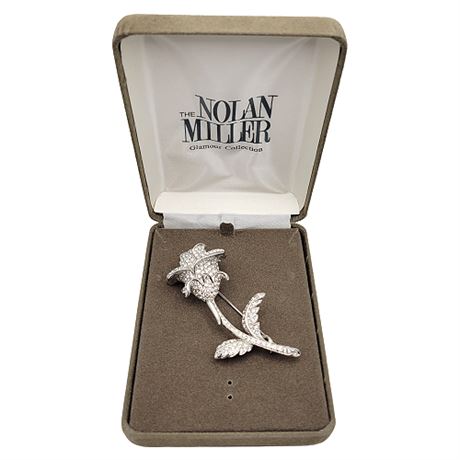 Nolan Miller Rhinestone Rose Brooch