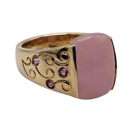 Gold Over Sterling Silver Rose Quartz Ring