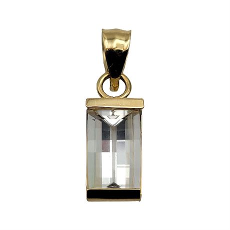 Strell 14K Gold Unique Clear Gemstone Pendant