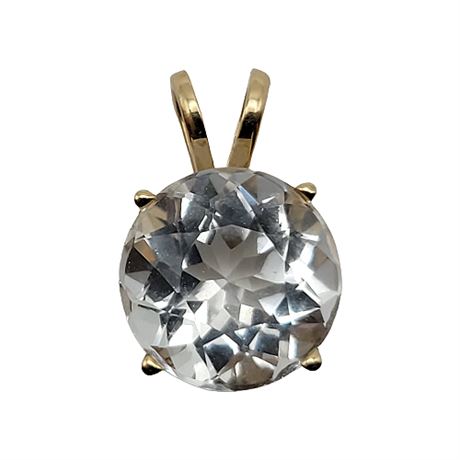 Rare Gems of Earth 14K Gold Clear Gemstone Pendant