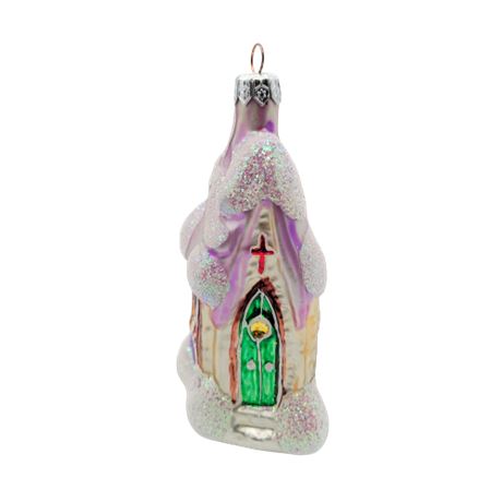 Christopher Radko "Stained Glass Church" Glass Ornament
