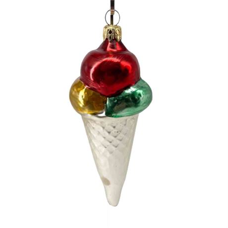 Old World Christmas "Ice Cream Cone" Glass Ornament