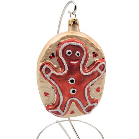 Christopher Radko "Gingerbread Ginger Hearts" Glass Ornament