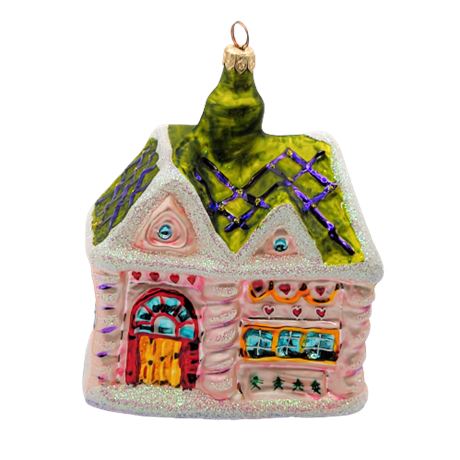 Christopher Radko Gingerbread House "Nibble Nibble" Glass Ornament