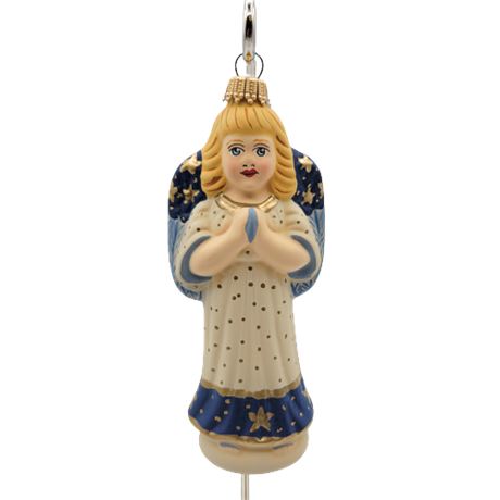 Vaillancourt Folk Art Angel Glass Ornament