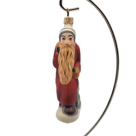 Vaillancourt Folk Art Faster Santa Faster Glass Ornament