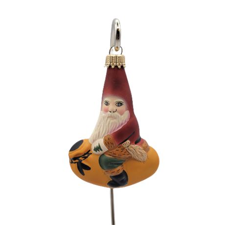 Vaillancourt Folk Art Santa On Sack Glass Ornament