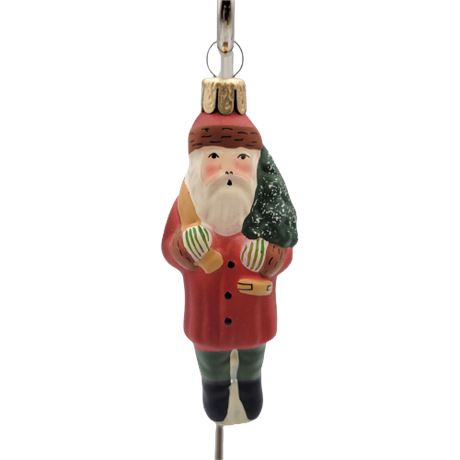 Vaillancourt Folk Art Santa Glass Ornament