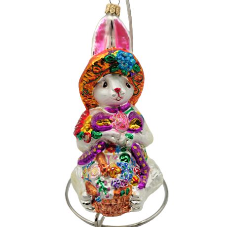 Christopher Radko "Rosie O'Hare" Easter Bunny Glass Ornament
