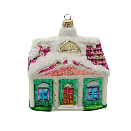 Christopher Radko "Sugar Hill Green House" Glass Ornament