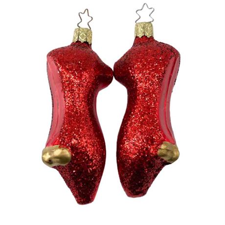 Old World Christmas "Dorthys Ruby Slippers" Glass Ornaments
