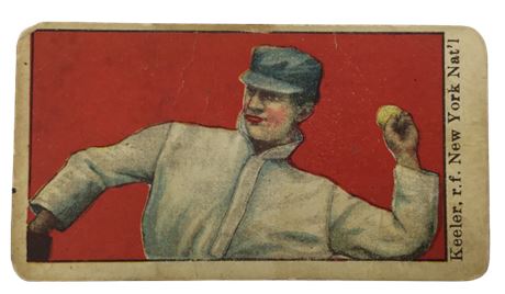 1909 KEELER Throw Base Ball Series American Caramel Co Antique Candy Trade Card