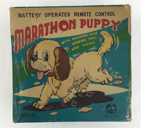 NOS MEIHO Battery Operated Remote Control Marathon Spaniel Puppy Toy in the Box