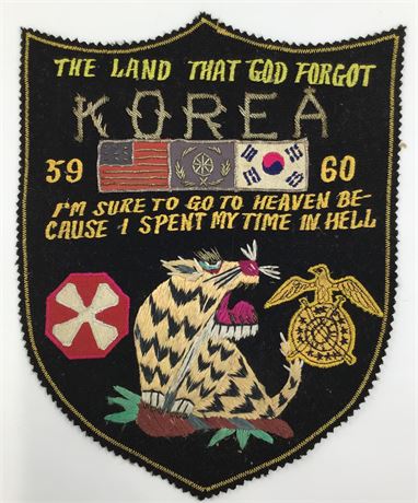 1959-1960 US Military Korean War Soldier ROK Propeller Army Tiger 10” Coat Patch