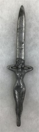 1945 Naples WWII era Vintage Figural Lady Pin Up Nude Letter Opener