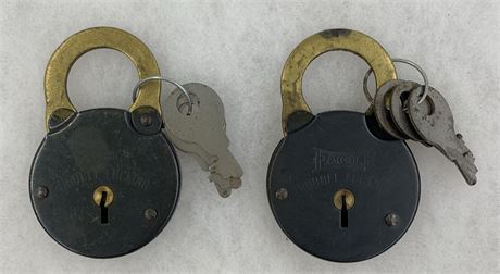 Pair of EAGLE Double Locking Vintage USA Padlocks with 3 Keys per Lock