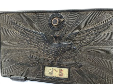 Vintage Post Office Embossed Eagle Heavy Brass 11” x 6 1/2” #335 Mail Door
