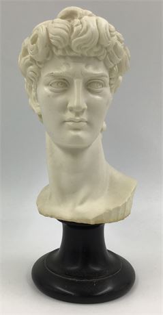 Vintage Made in Italy Creamy Alabaster David Bust, A. Giannelli Artist Signed
