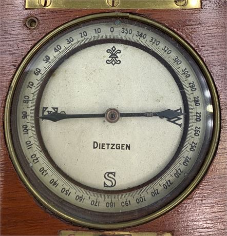 Antique Dietzgen Handheld Navigational Pocket Compass in Fine Wood Case