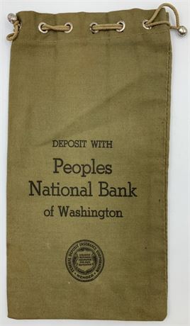 Old Bank Deposit Money Bag, Peoples National Bank of Washington