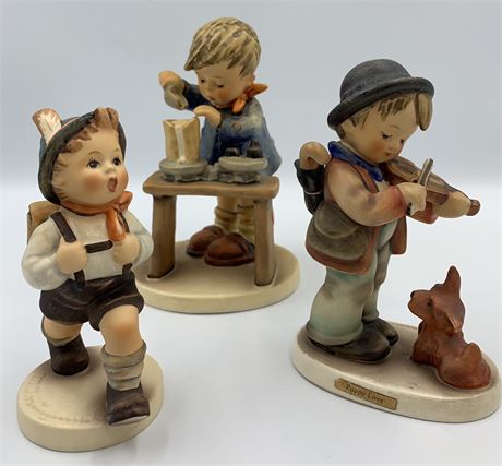 3 W Germany Goebel Vintage Figurines : A Fair Measure, Puppy Love & School Boy