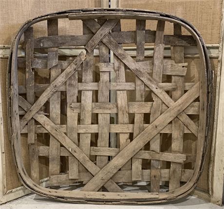 Antique Kentucky Farmhouse Woven Wood Tobacco Harvest, Drying, Basket