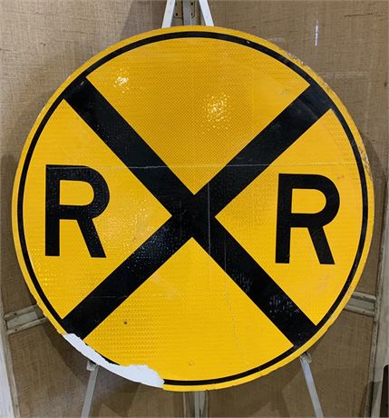Vintage 1990s Railroad Crossing Yellow Reflective 3’ Road Sign