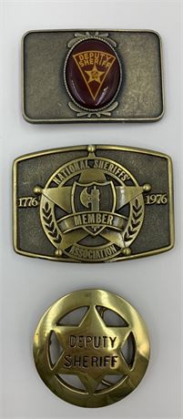 3 Vintage Deputy Sheriff Star Belt Buckles