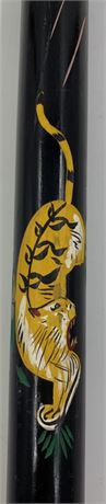 Mid Century Black Lacquer KOREA Tiger & Dragon Wood Walking, Swagger, Stick