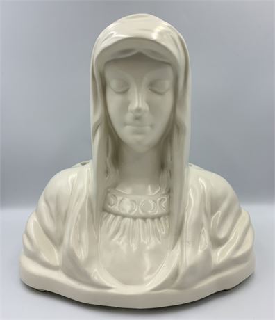 Large 11” Cream USA Pottery Madonna Planter Vase