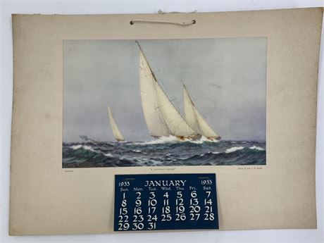 1933 NOS British Sea Training Home Sailing Yacht Calendar