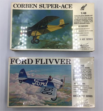 2 Unopened NOS Williams Brothers 1/48 Scale Plastic Airplane Models