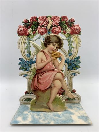3 Antique Stand Up Pop Up Floral Embossed Paper Honeycomb Valentines